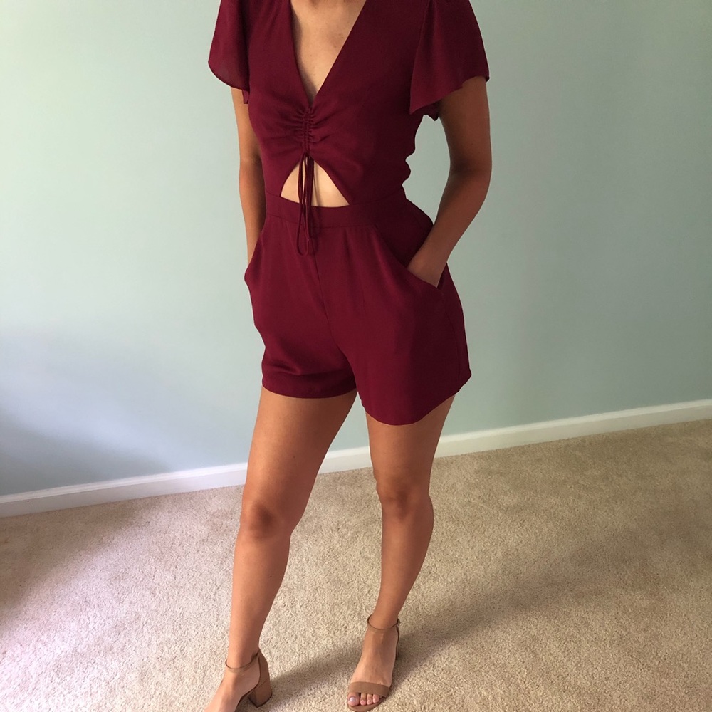 Express cranberry cutout romper size 2